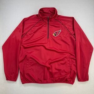 NFL Arizona Cardinals Jacket Mens 2XL Red Quarter Zip Pullover Football Fan Mesh